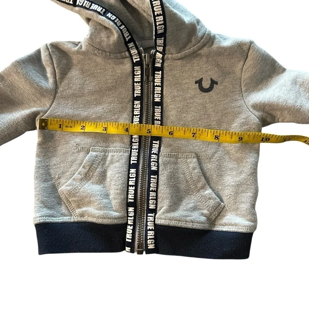 True Religion baby size 6 months zip up grey hoodie